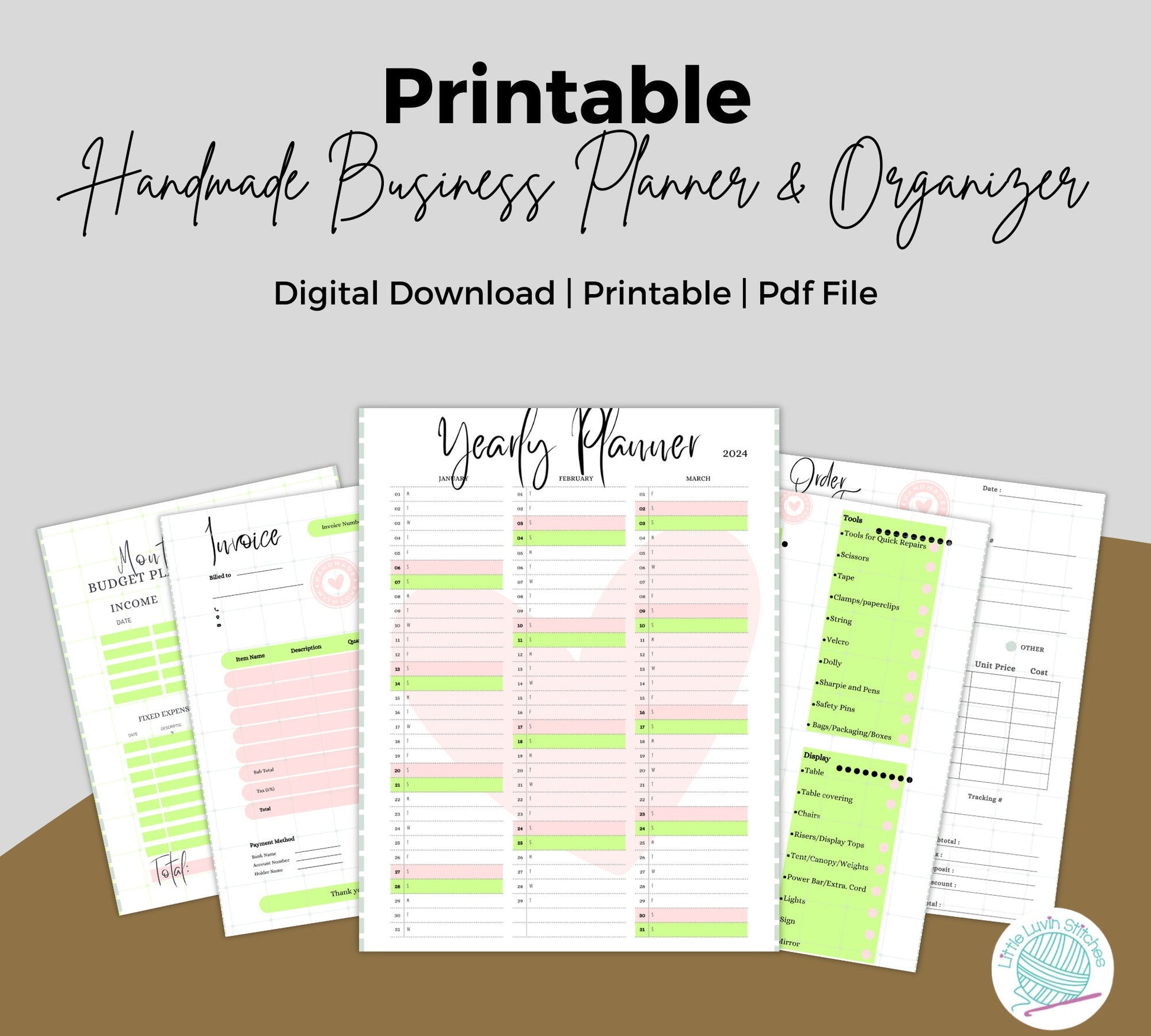 Ultimate Digital Business Planner Bundle for Strategy, Marketing, Expenses, and More - 29 Pages Printable Organizer