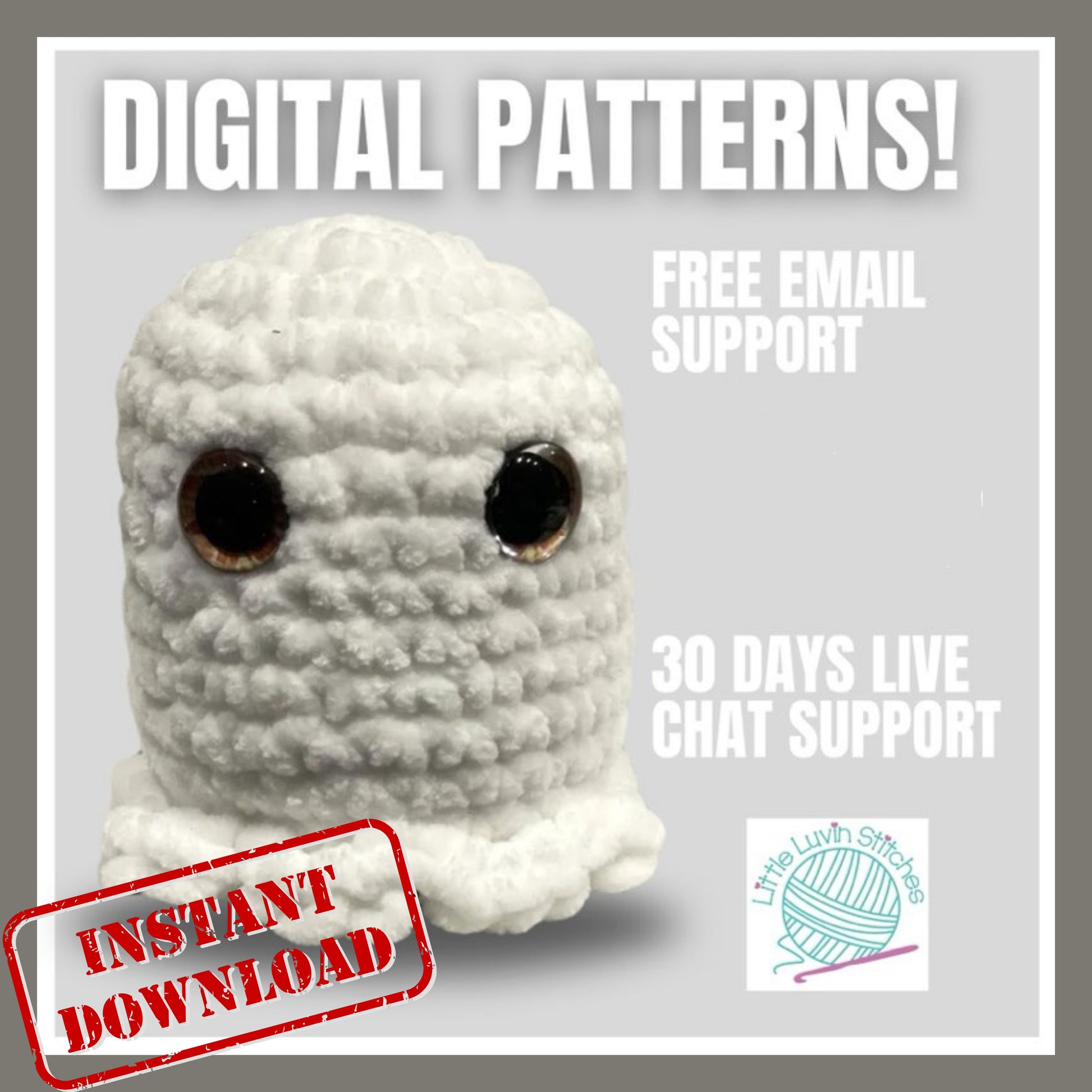 Digital Pattern, Boo Boo the Ghost Digital Pattern, DIY Pattern With Live Chat Support