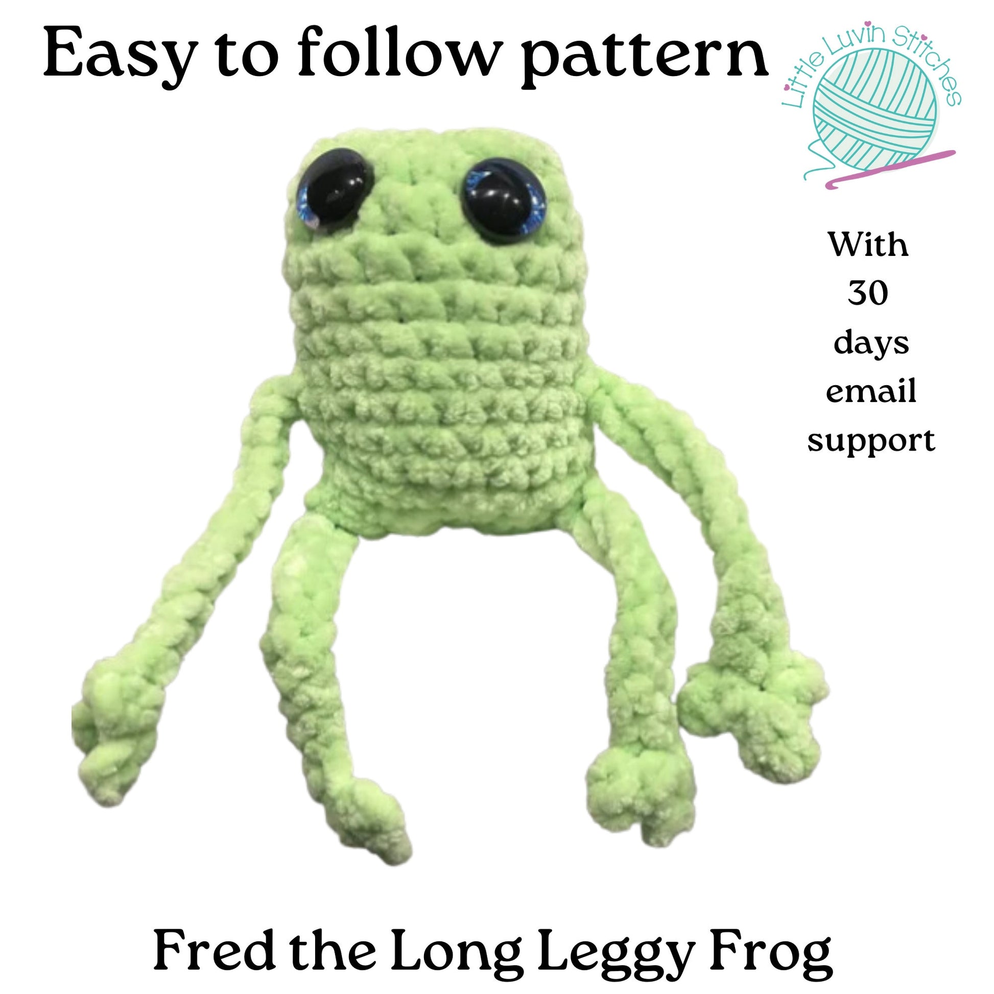 Digital Pattern, Fred the Long Leggy Frog Digital Pattern, DIY Digital Pattern With Email Support