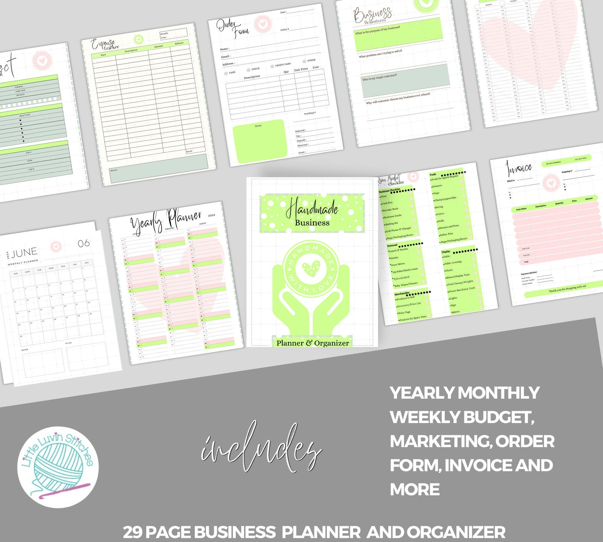 Ultimate Digital Business Planner Bundle for Strategy, Marketing, Expenses, and More - 29 Pages Printable Organizer