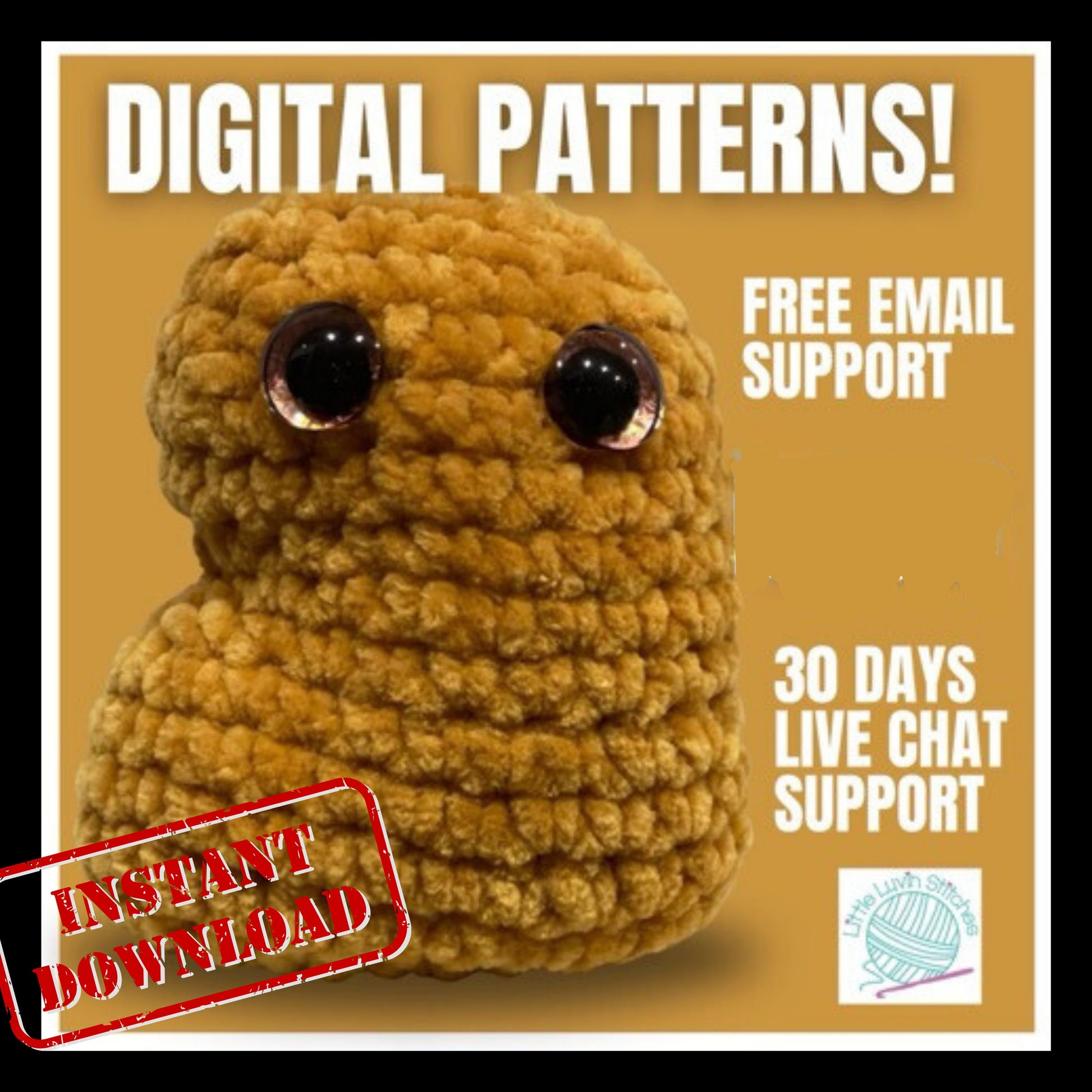 Digital Pattern, Dippie the Nugget Digital Pattern, DIY Digital Pattern With Live Chat Support