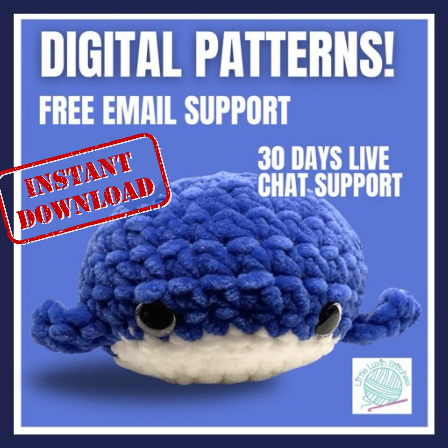 Digital Pattern, Wally the Whale Digital Pattern, DIY Digital Pattern With Live Chat Support