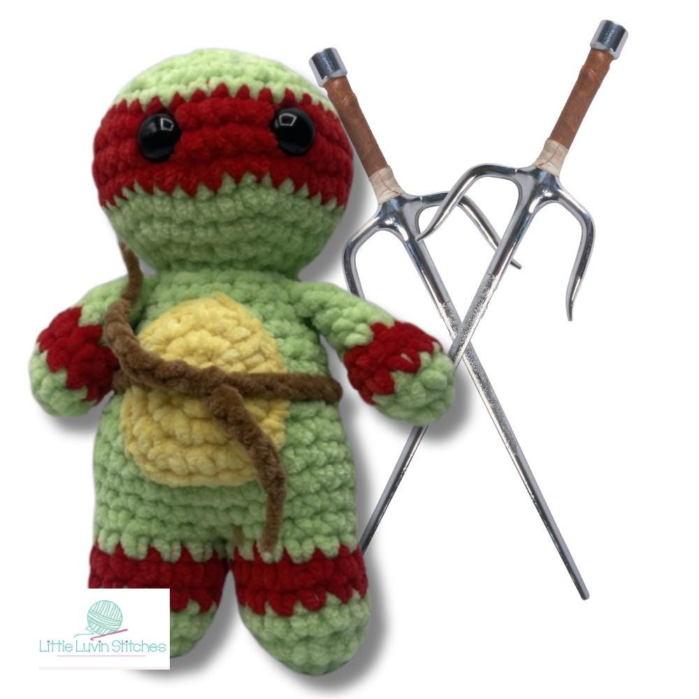 Ninja Hand Crocheted Plushie, Set of Four, Buy Together or Separately, Childs Favorite Character, Crocheted Collectible Doll