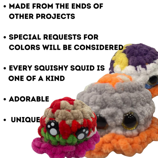 Original Crochet Squishy Squids, Adorable One of a kind Plushie Squids, Each One Unique