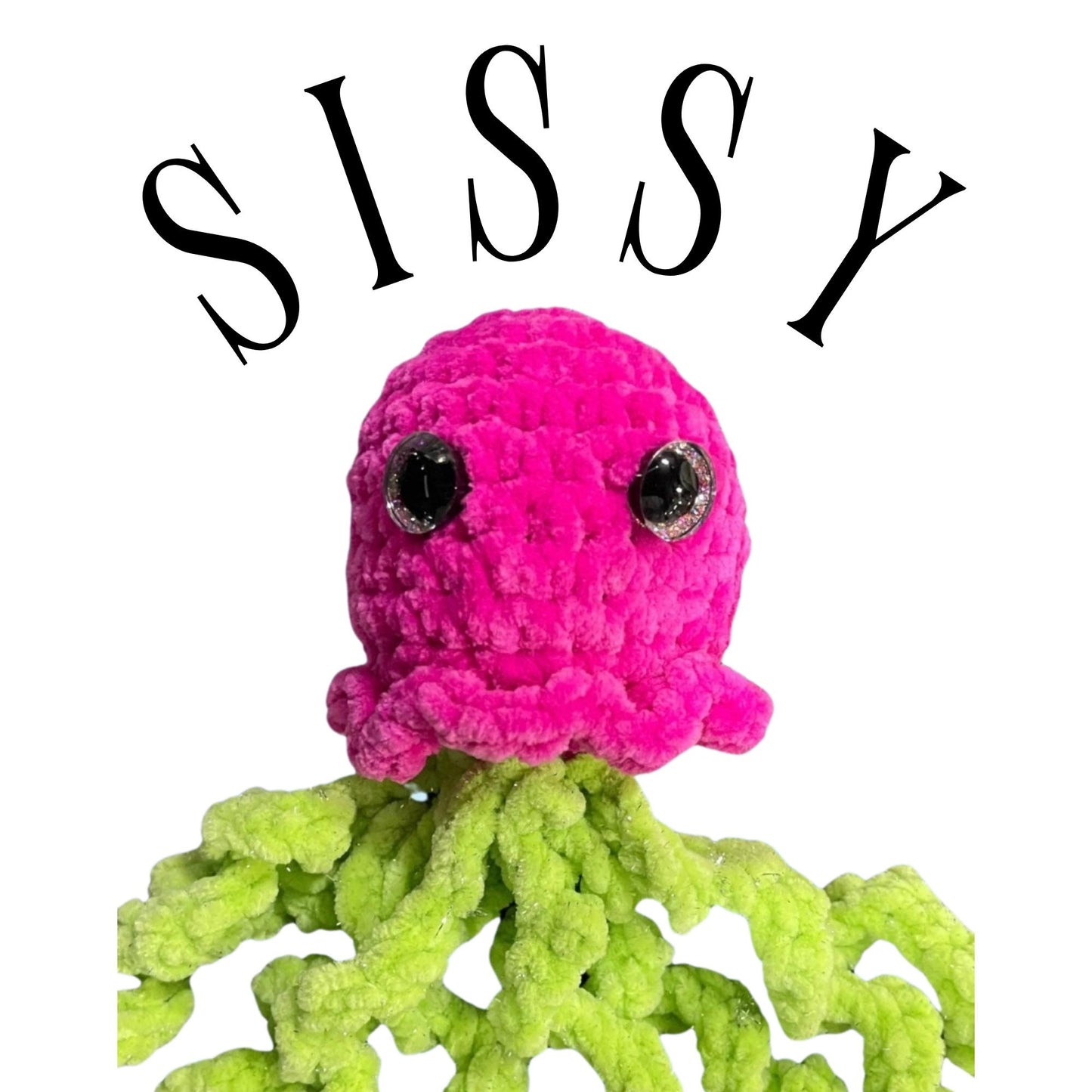 Sissy the Squid, Handmade Crocheted Squid Doll, Plushie Squid Toy