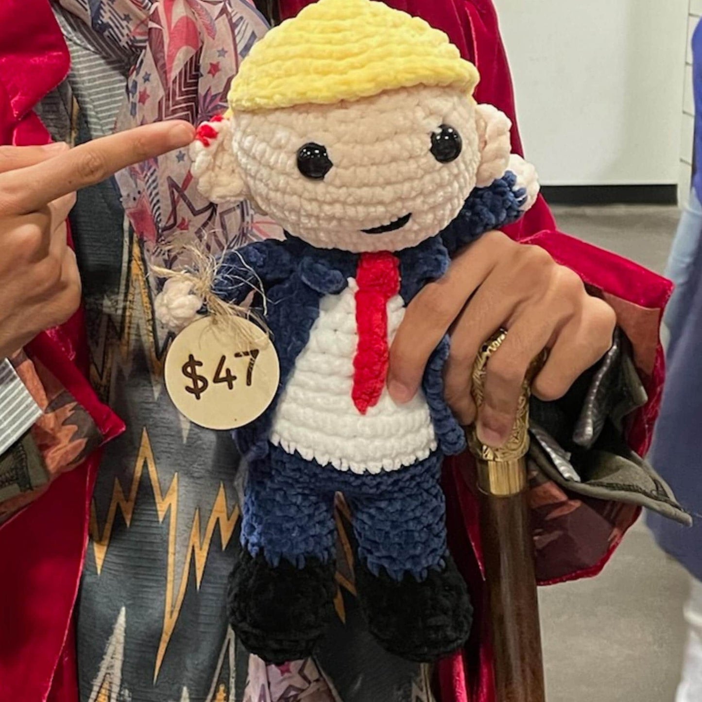 Blood Shot Ear President Crochet Plushie, Handmade Trump Crochet Doll