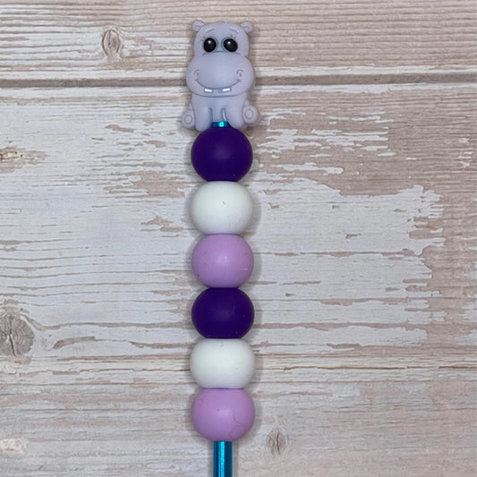 Hippo  Beaded Crochet Hook